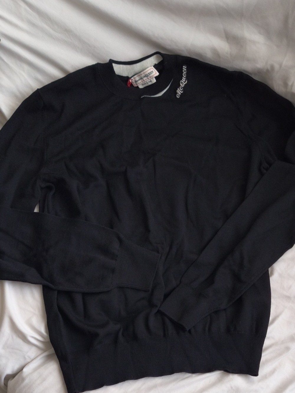Alexander McQueen Black Crewneck Sweater with Subtle Logo